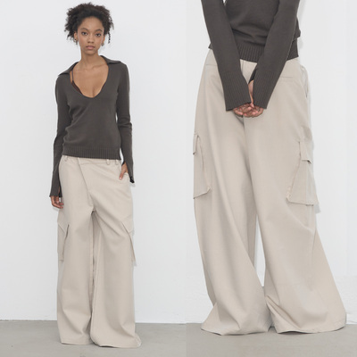 Grown Notold 斜门襟宽松baggy中腰工装休闲裤