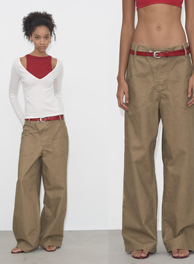 Grown Notold 重磅全棉水洗直筒挺阔中低腰休闲工装裤