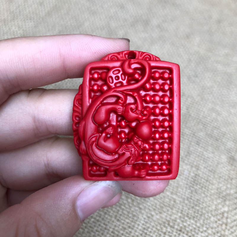 精打细算招财貔貅算玉佩项链台湾原色朱砂帝王红吊坠送证书