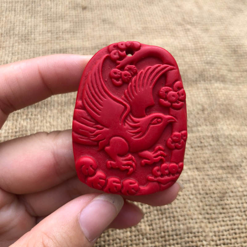 玉佩台湾原色朱砂帝王红证书吊坠