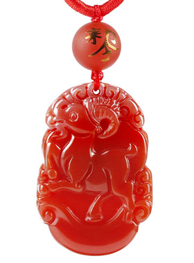 红玛瑙吊坠玉髓生肖羊送证书