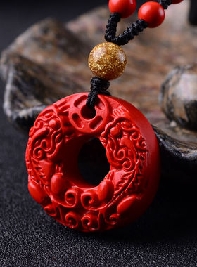 台湾原色双貔貅平安扣吊坠送证书