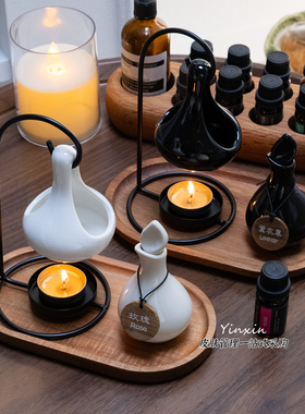 创意铁艺黑色吊炉香薰炉香薰灯蜡烛台精油灯炉家居助眠酒店美容院