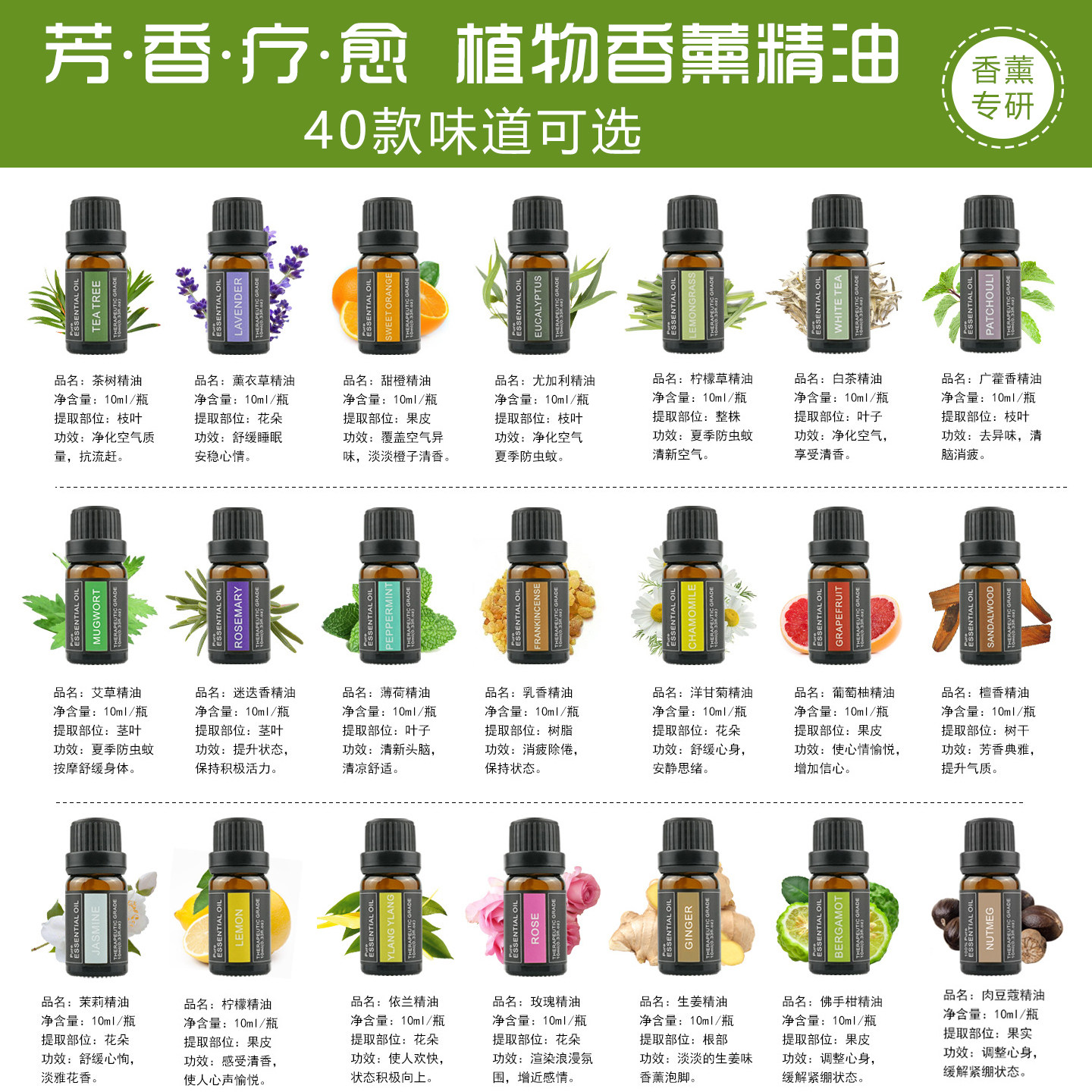香薰精油加湿器扩香石专用水溶性薰衣草香氛持久留香白茶SPA美容
