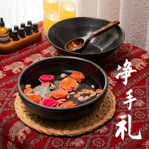 泰式净手盆美容床观景盆spa水疗装饰瑜珈洗手礼陶瓷看盆欢迎仪式