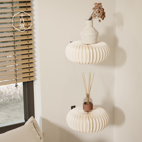 十八纸墙上置物架机顶盒创意