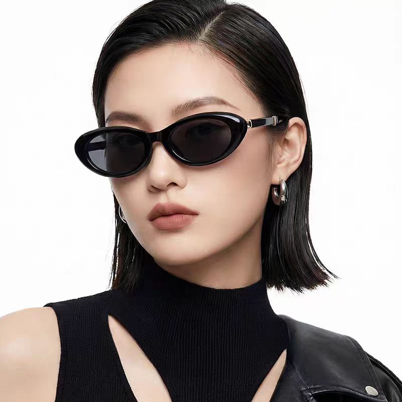 欧美风窄框猫眼墨镜女款2026新款高级感防紫外线折叠太阳眼镜近视