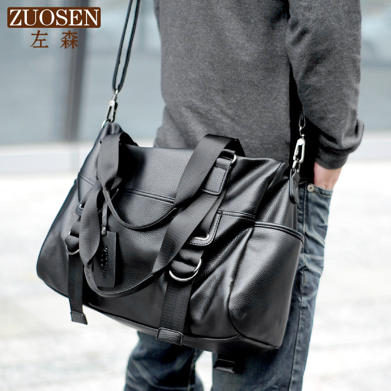左森单肩包男士斜挎包手提包休闲男包旅行包大包皮包男健身包斜跨