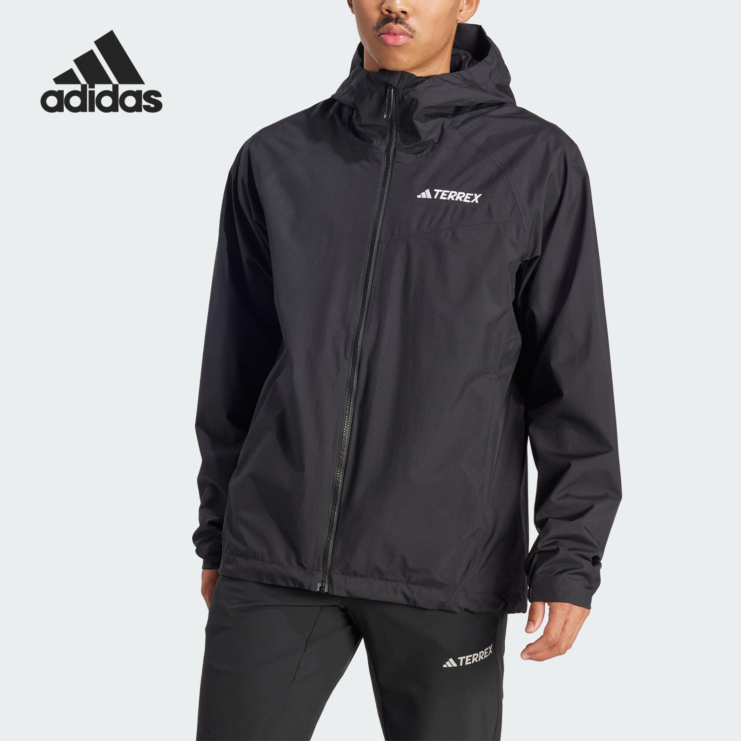 Adidas/阿迪达斯新款户外男士运动梭织连帽冲锋衣IP1435-封面