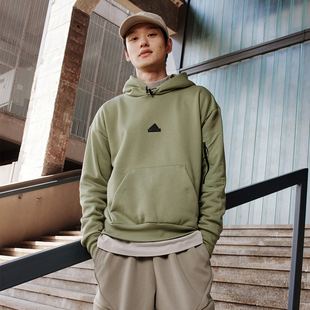 阿迪达斯运动休闲男子加绒加厚运动休闲连帽卫衣套头衫