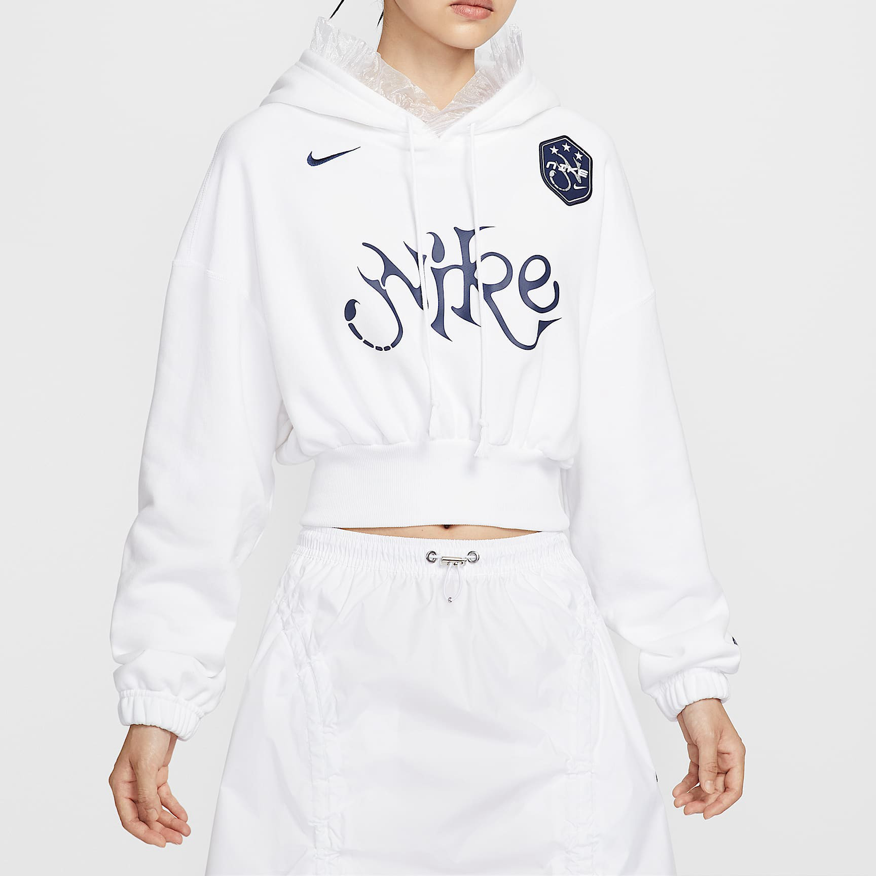 耐克女子 Oversize 风短款法式毛圈套头连帽衫IO0468