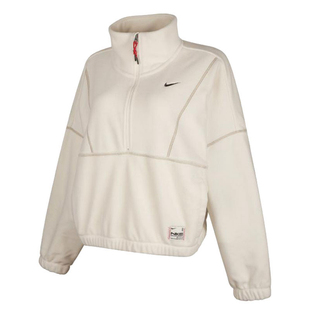 耐克女子秋摇粒绒卫衣运动刺绣勾短款立领半拉链加绒外套HV8465