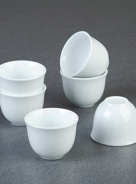 茶杯陶瓷家用主人杯白瓷大号喝茶杯功夫茶具茶盏纯白色金钟杯酒杯
