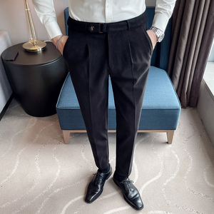 秋冬厚款英伦风毛呢西裤男商务修身西装长裤 A35-P65，男装西服套装，星座301D-6