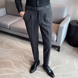 秋冬厚款英伦风毛呢西裤男商务修身西装长裤A35-P65，男装西服套装，星座301D-6