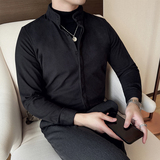 24/秋冬英伦风假两件拼接立领衬衣男商务修身毛呢衬衫M-P80，男装衬衫，星座301D-6