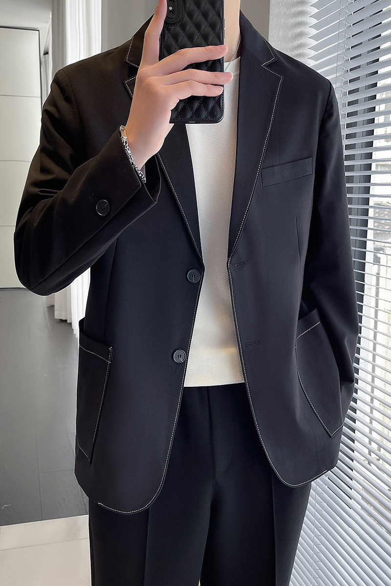 轻熟风春季小西服男宽松明线设计西装外套X2837-P110,男装西服,星座301D-6