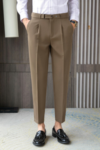 春秋款修身窄版九分西裤男免腰带设计感商务休闲裤 A30-P60图片