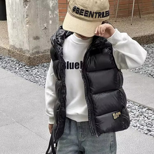 大牌折扣儿童羽绒服马甲韩版童装2026新款黑金加厚男女童白鸭绒坎