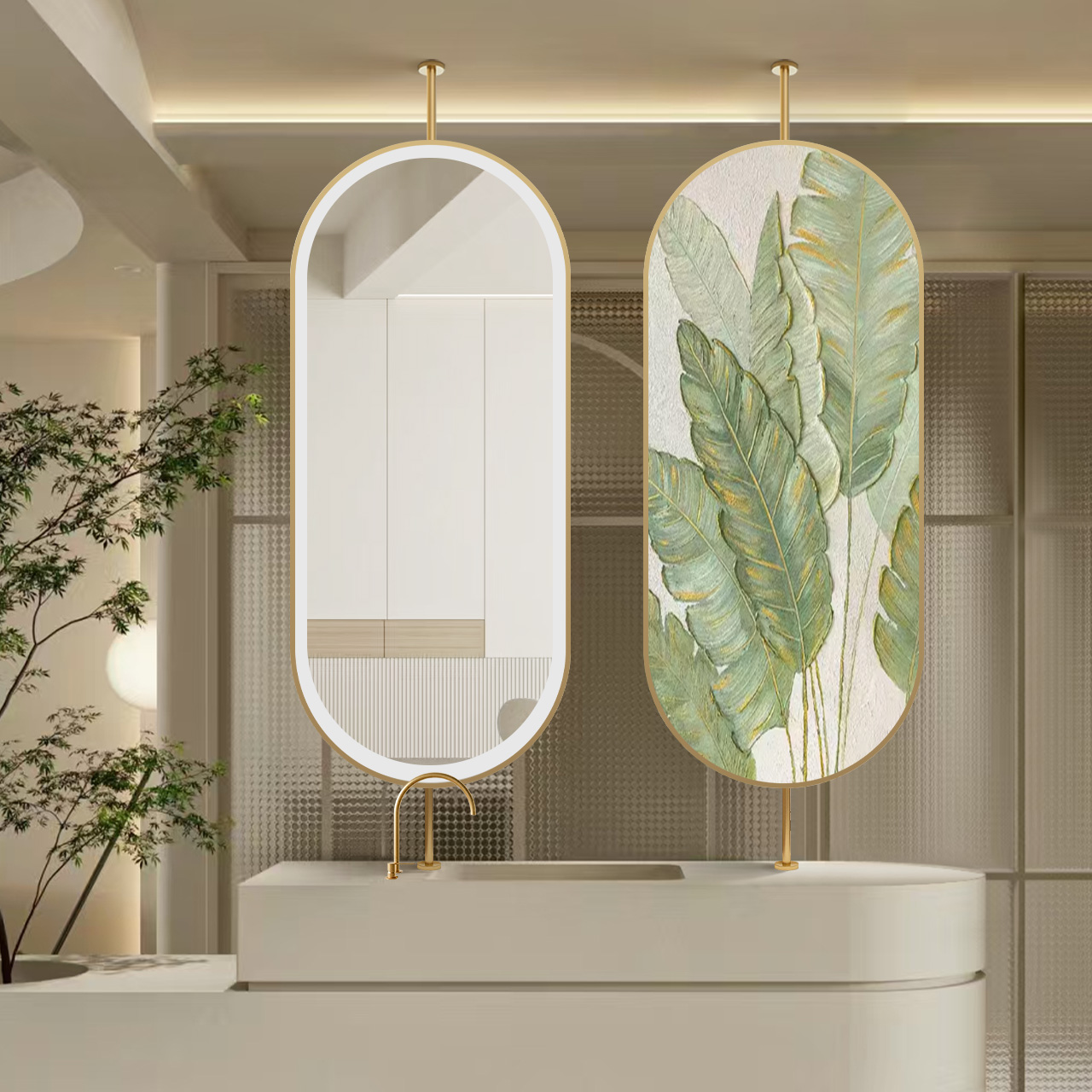 轻奢智能吊镜可旋转镜子不锈钢