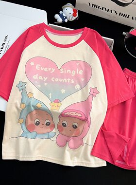 星星人儿童睡衣夏款卡通纯棉家居服兄妹姐弟装3女孩8-9-10岁5男童