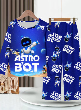 astrobot春夏薄款卡通家居服睡衣睡裤3-11岁男童女童空调服小孩子