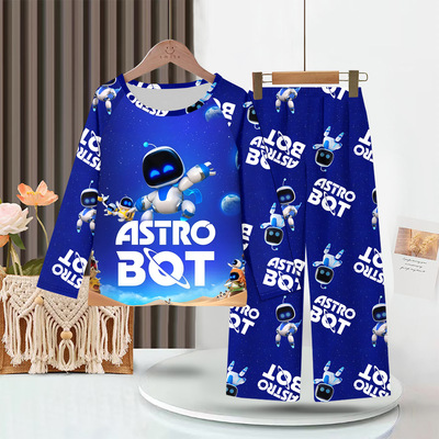 astrobot春夏薄款卡通家居服睡衣睡裤3-11岁男童女童空调服小孩子