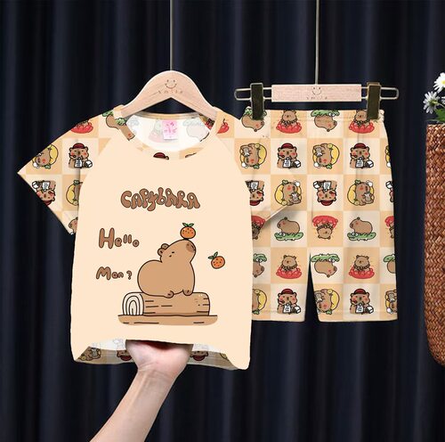 卡皮巴拉周边3儿童4女童8-9-10岁小孩5女孩6睡衣睡裤夏装capybara
