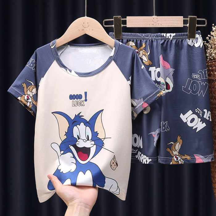 猫和老鼠儿童套头睡衣男童圆领家居服夏2024年新款短袖汤姆猫衣服