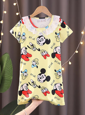 米老鼠唐老鸭儿童装睡衣睡裙夏公主风裙子 MickeyMouseDonaldDuck