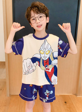 男童夏装男生家居服夏款小孩子睡衣套装四五六七八九岁迪迦奥特曼