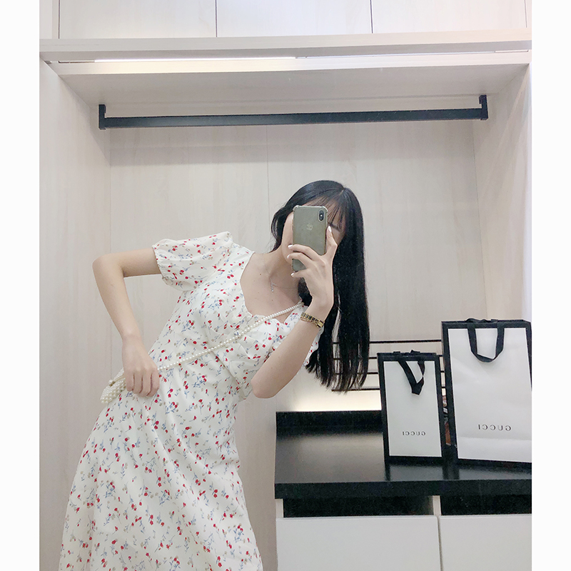 小碎花连衣裙小清新雪纺仙女裙chic温柔小个子智熏裙法式桔梗裙满158.00元可用1元优惠券