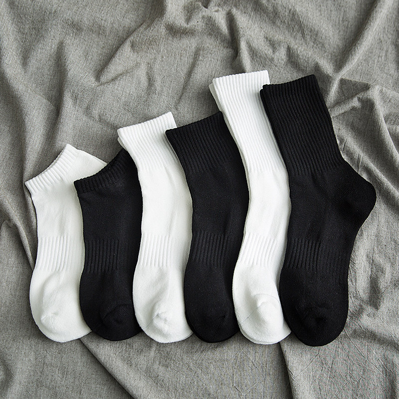加厚袜子男女袜毛圈厚款白色中筒袜毛巾底运动长筒袜情侣学生长袜