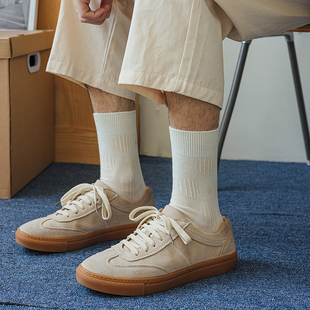 圆点纯色棉袜子男秋冬季 ins潮流中筒袜透气运动长袜简约百搭 男款