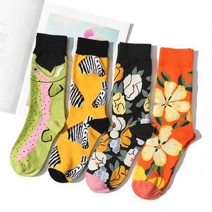 纯棉袜男女中高筒学院风个性 街头日系篮球运动袜滑板长袜子潮流袜