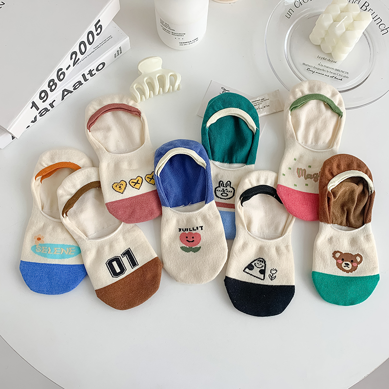 可爱刺绣袜子女短袜纯棉袜