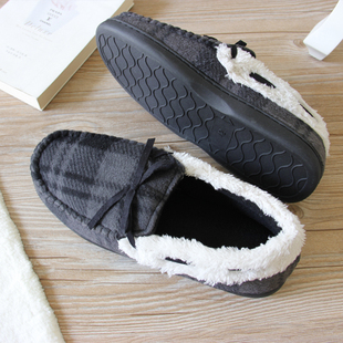 包邮 外贸原单大码 防水防滑复古格纹平底开车鞋 保暖家居鞋 036 男鞋