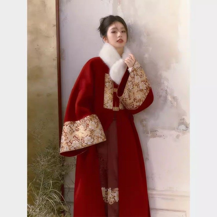 2023新中式双面羊绒红色大衣毛呢外套敬酒服新娘结婚便装订