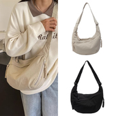 帆布包女2025新款 斜挎大容量韩系慵懒风上班通勤饺子包单肩托特包