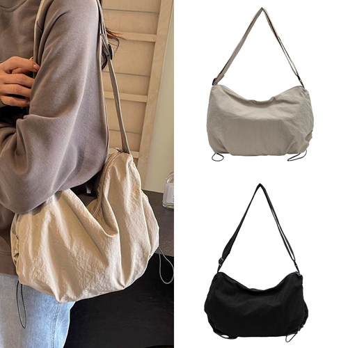 日系尼龙饺子包运动斜挎包包女2025新款大容量骑行松弛感单肩包