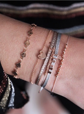 西班牙风情Guanabana 黑白灰色系撞色花纹手工编织叠戴运动手绳潮