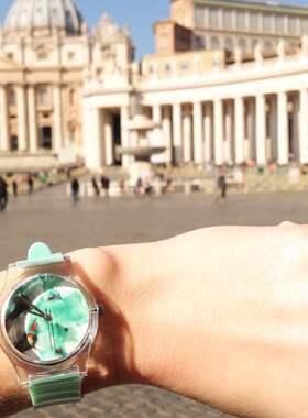 加拿大May28th正品包邮 手腕上的时装0350PM薄荷绿渲染透明手表潮