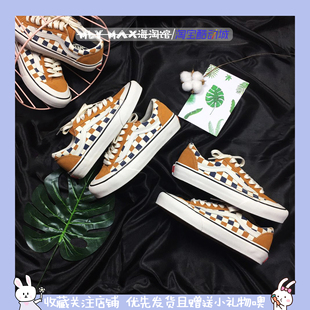 VANS姜黄色棋盘格Style 36黄蓝白低帮男女帆布滑板鞋VN0A3ZCJ25U