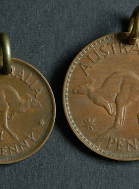 手工硬币复古袋鼠吊坠