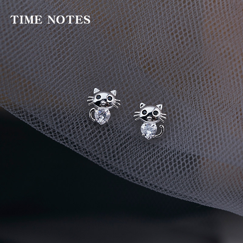 纯银韩国猫咪学生时尚风耳钉