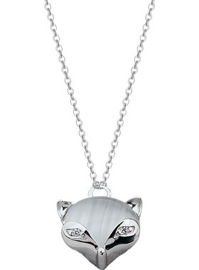 狐狸猫眼石女生INS七夕纯银项链