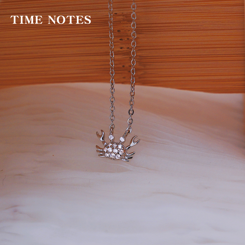 银项链女可爱螃蟹925锁骨