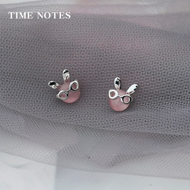 小兔子韩国学生粉色七夕银饰品