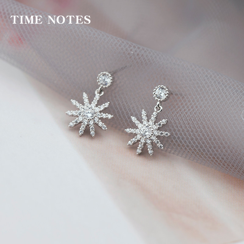 纯银耳环女韩版耳坠太阳简约仙女