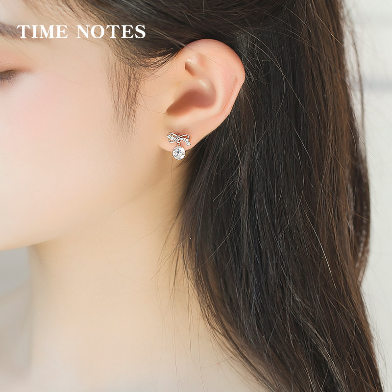 银耳环女925银耳坠可爱蝴蝶结耳钉气质七夕银饰品耳饰韩国首饰